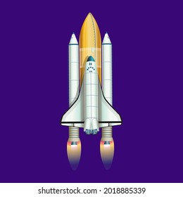  Illustration of rocket Shuttle. Cartoon Vector.
