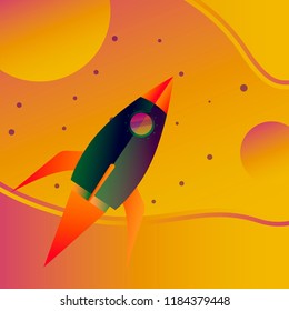 Illustration of rocket in space