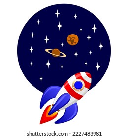 Illustration of a rocket in space