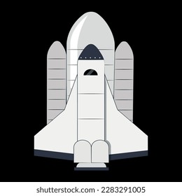 Illustration of a rocket with a space shuttle on a black background. Vector illustration
