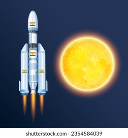 illustration of rocket spacecraft going to Aditya means Sun in The Solar Mission that will be launched by India on September