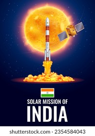 illustration of rocket spacecraft going to Aditya means Sun in The Solar Mission that will be launched by India on September