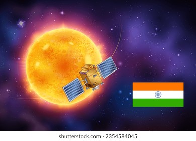 illustration of rocket spacecraft going to Aditya means Sun in The Solar Mission that will be launched by India on September