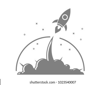 illustration of rocket startup launch vector background