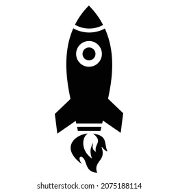 illustration of a rocket symbolized as speed, technological development, which is in the style of a glyph icon very suitable for use in business, websites, social networks, applications and more
