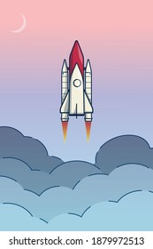 illustration of a rocket that has just launched