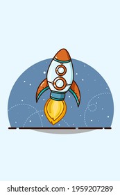 Illustration of rocket vector hand drawing vector