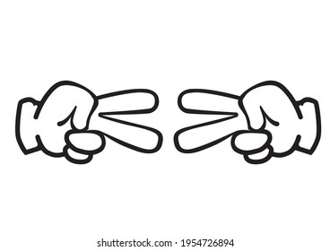 Illustration of rock-paper-scissors with American comic touch. scissors-scissors