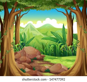 Illustration of the rocks at the forest