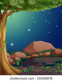 Illustration of a rocky forest