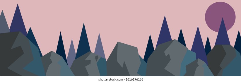 Illustration of a rocky landscape.
Nature created by drawing.