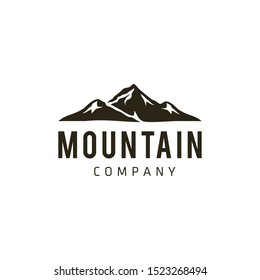 Illustration of  Rocky Mountain, Creek River Mount Peak Hill Nature Landscape  logo design.