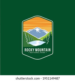 Illustration of Rocky Mountains National Park emblem patch logo