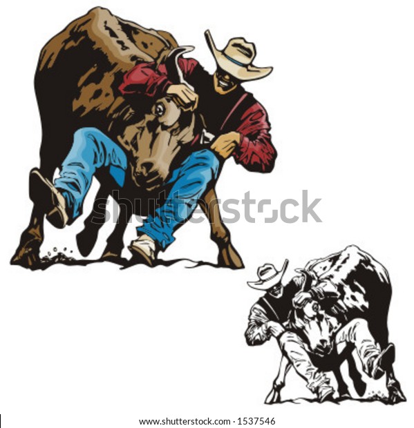 Illustration rodeo bullfighting stock vector (royalty free) 1537546 Illustration Rodeo Bullfighting Stock Vector (Royalty Free) 1537546