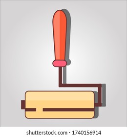 Illustration of roll brushes to paint walls. Vector illustration of drawing tools.