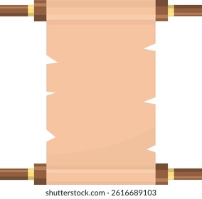 Illustration of a rolled parchment scroll with two wooden rods, featuring light brown textured paper and slightly irregular edges.