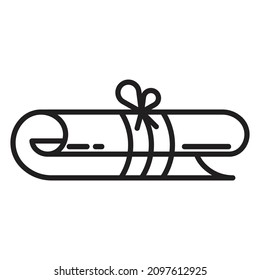 Illustration of a rolled up sheet of paper isolated on a white background