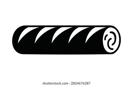 Illustration of rolled up spiral sliced meat product on transparent background