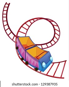 Illustration of a roller coaster ride on a white background