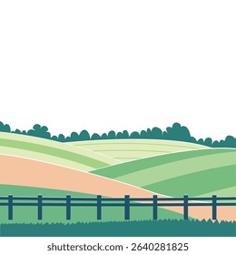 Illustration of Rolling Hills Farm Landscape