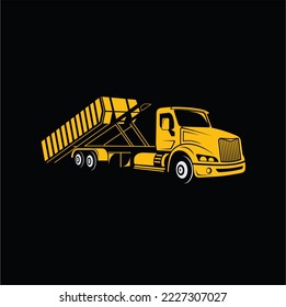illustration of roll-off trucks, vector art.