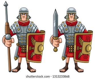 Illustration Of Roman Soldier In Full Battle Gear.