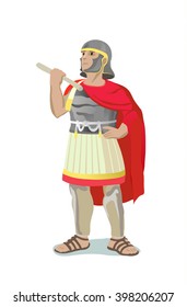 Illustration of roman warrior on white background