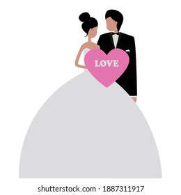 ILLUSTRATION ROMANCE AND WEDDING, WHITE COLOR BACKGROUND 