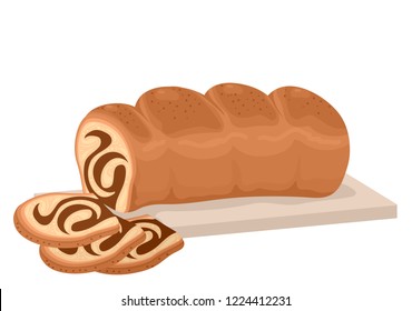 Illustration of Romanian Cozonac Easter Bread on Board