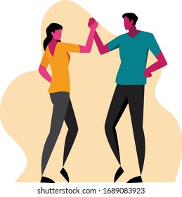 Illustration of a romantic couple handshake