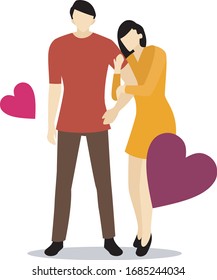 Illustration romantic couples love to cuddle full of love and love