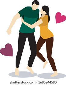 Ilustración Las parejas románticas aman el abrazo lleno de amor y amor