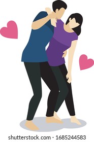 Ilustración Las parejas románticas aman el abrazo lleno de amor y amor