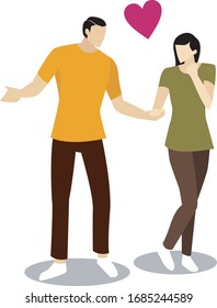Illustration Romantische Paare lieben es, sich mit Liebe und Liebe zu kuscheln