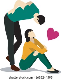 Illustration romantic couples love to cuddle full of love and love