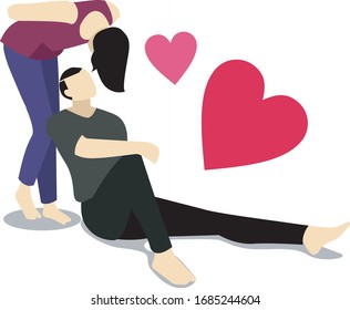 Illustration romantic couples love to cuddle full of love and love