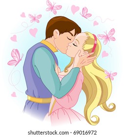 Illustration of romantic Kissing Couple