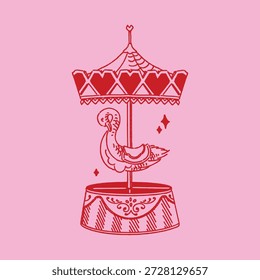 Illustration of a romantic mini swan carousel by tulangbercabang studio 