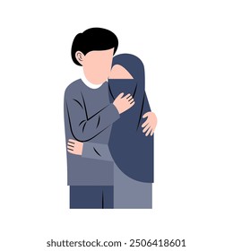 Illustration Of Romantic Muslim Couple