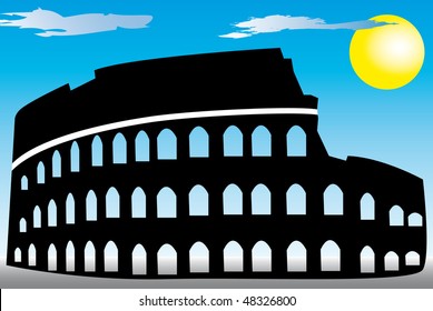 Illustration of Rome Coliseum in Italy.