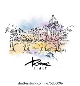 Illustration of Rome made in sketchy style.