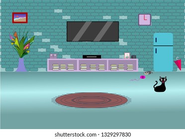 Illustration room design simple interior