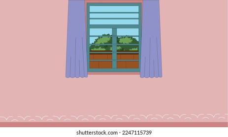 Illustration von Room Interior Window Vektorgrafik