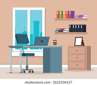 ilustração, quarto, lâmpada, desenho animado, mesa, vetor, design, moderno, interior, interior, fundo, móveis, caneca, poltrona, casa, gráfico, sala de estar, decoração, casa, ninguém, na moda, cena, vazio,