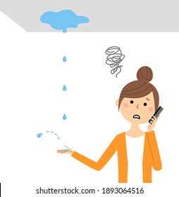 It is an illustration of a room leaking from the ceiling.