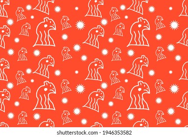 Illustration rooster animal Seamless pattern outline in children's style graphic