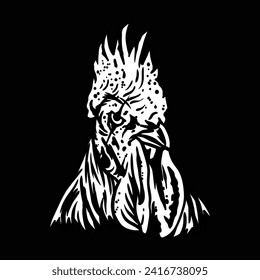illustration rooster chicken chick animal poultry logo drawing vector vintage retro 