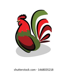 illustration of a rooster with a color paint style