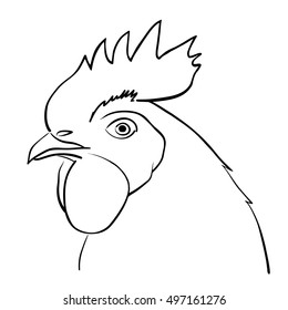 Illustration of rooster isolated on white background. Vector image.