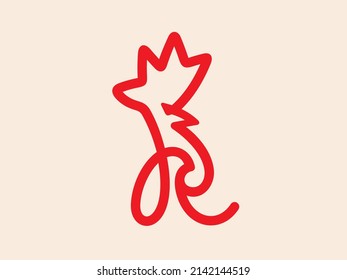 Illustration of a rooster and the letter R. Can be used for your business logo.